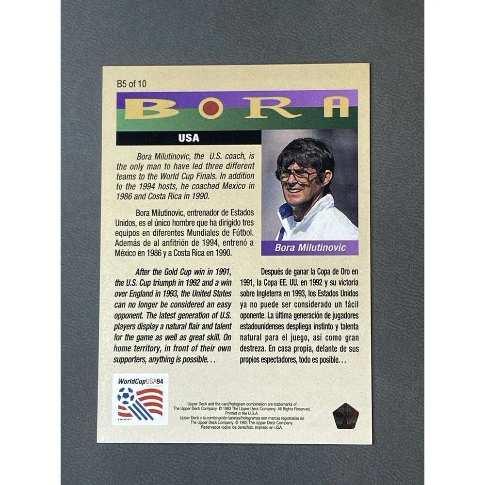 1993-94 Upper Deck World Cup 94 USA Bora Insert Complete Set 1-10 Milutinovic